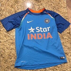 Nike Blue India Cricket Jersey with Orange Accents